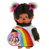 Monchhichi - K3 Meisje - Regenboogjurk - 20 cm