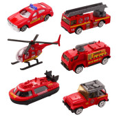 Brandweer Voertuigen 1:64 In Display 6 stuks