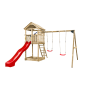 SwingKing Speeltoestel Daan met Dubbele Schommel + Glijbaan Rood