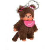 Monchhichi - 10 cm sleutelhanger - slab fuchsia (2 staartjes)