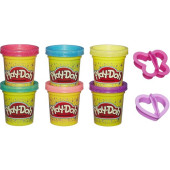 Play-Doh 6 kleuren potjes met glitters - 336 gram