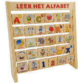 Houten leer het alfabet met dubbele blokjes