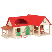 Houten boerderij met stal