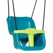 Dice - Kunststof Babyzitje Luxe Turquoise/Limegroen - Zwart Gevlochten Touw