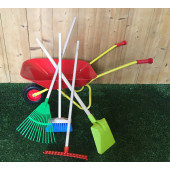 Kindertuingereedschapset met Kruiwagen van Metaal - Rood