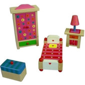 Charls Toys houten poppenhuis meubeltjes kinderkamer