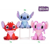 Disney Knuffel 25cm - Rood-Roze-Blauw SET van DRIE