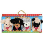 Toi-toys Knuffelhondenset 12 Cm Pluche 4-delig in hok