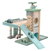 Parkeergarage - Pastet Groen/Blauw - (incl. 4 auto's & helikopter)