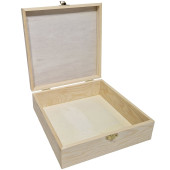 Paulownia - houten kist met klepdeksel grenen 21x21x7 cm