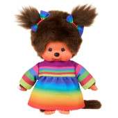 Monchhichi - Meisje in Regenboogjurk (20 cm)