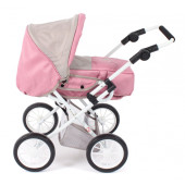 Poppenwagen Leni combi (roze/taupe/beer)