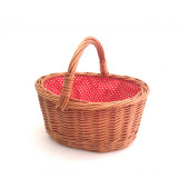 Rieten mand, ovaal (rood/stip)