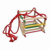 Houten Babyschommel multicolour touw rood