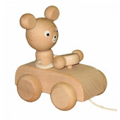 MIVA - Houten Trekfiguur Beer in Auto (naturel)