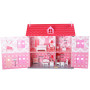Poppenhuis wit/roze incl meubels met openklapbare voorkant