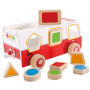 Playwood - Houten Vormen en Sorteer Bus - Rood/Wit